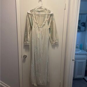 Vintage Ballet New York Lingerie Piegnoir Set Maxi Gown & Robe Satin Nylon Sz M